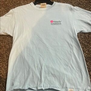 Simply Southern Light Blue T-Shirt with Pink Logo